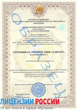 Образец сертификата соответствия аудитора №ST.RU.EXP.00006191-3 Татищево Сертификат ISO 50001